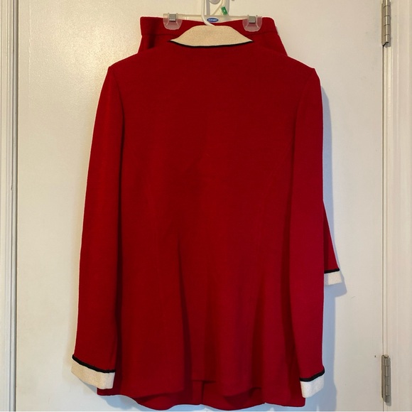 St. John Collection Red with Cream Accents Knit Skirt Suit Jacket 8 Skirt 6 - Picture 4 of 11